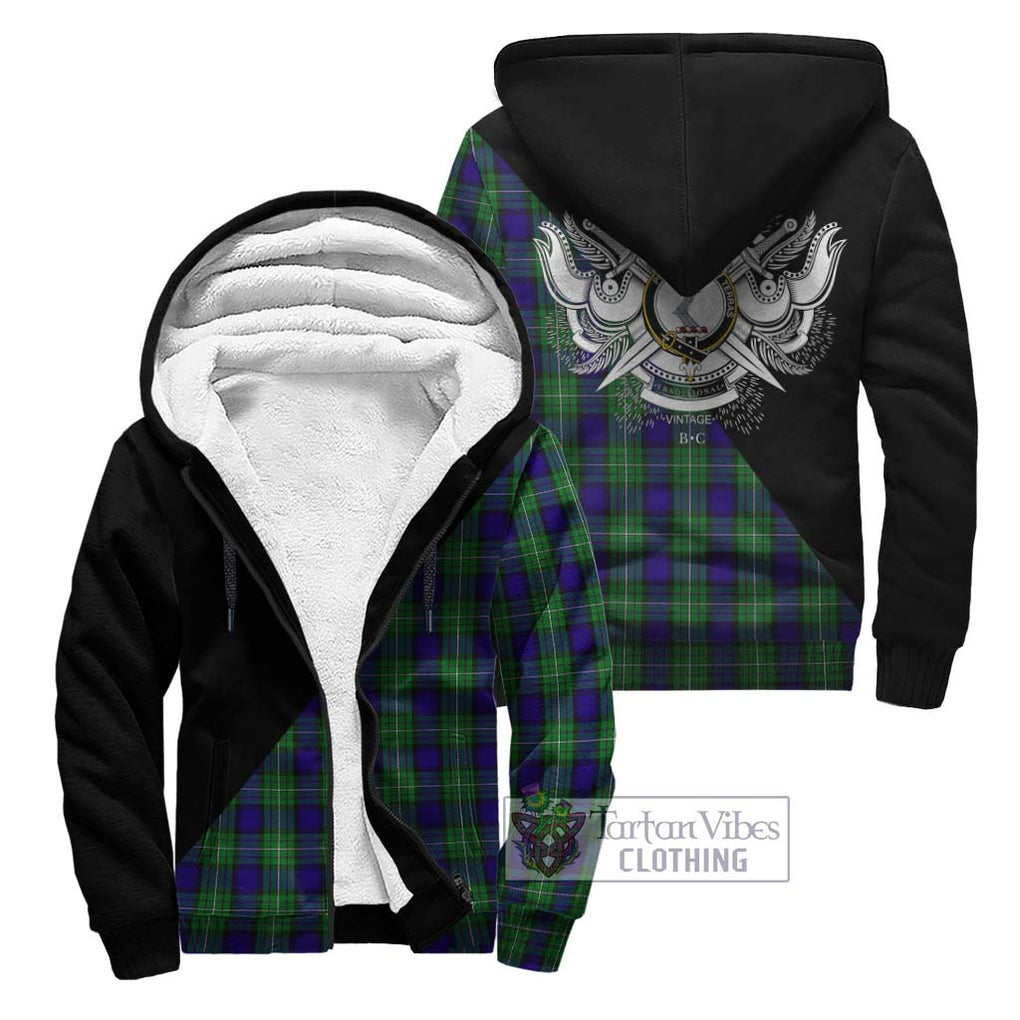 Alexander Tartan Sherpa Hoodie with Family Crest and Military Logo Style Unisex - Tartanvibesclothing Shop