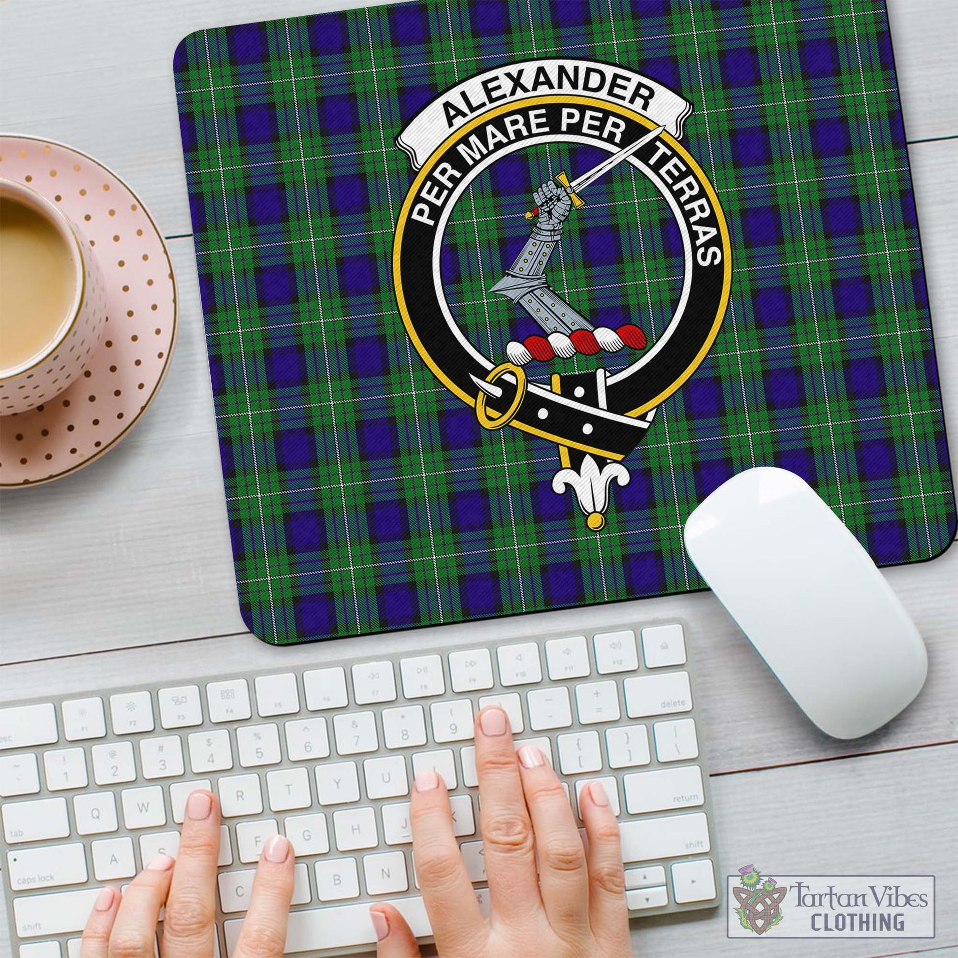 Tartan Vibes Clothing Alexander Tartan Mouse Pad with Family Crest