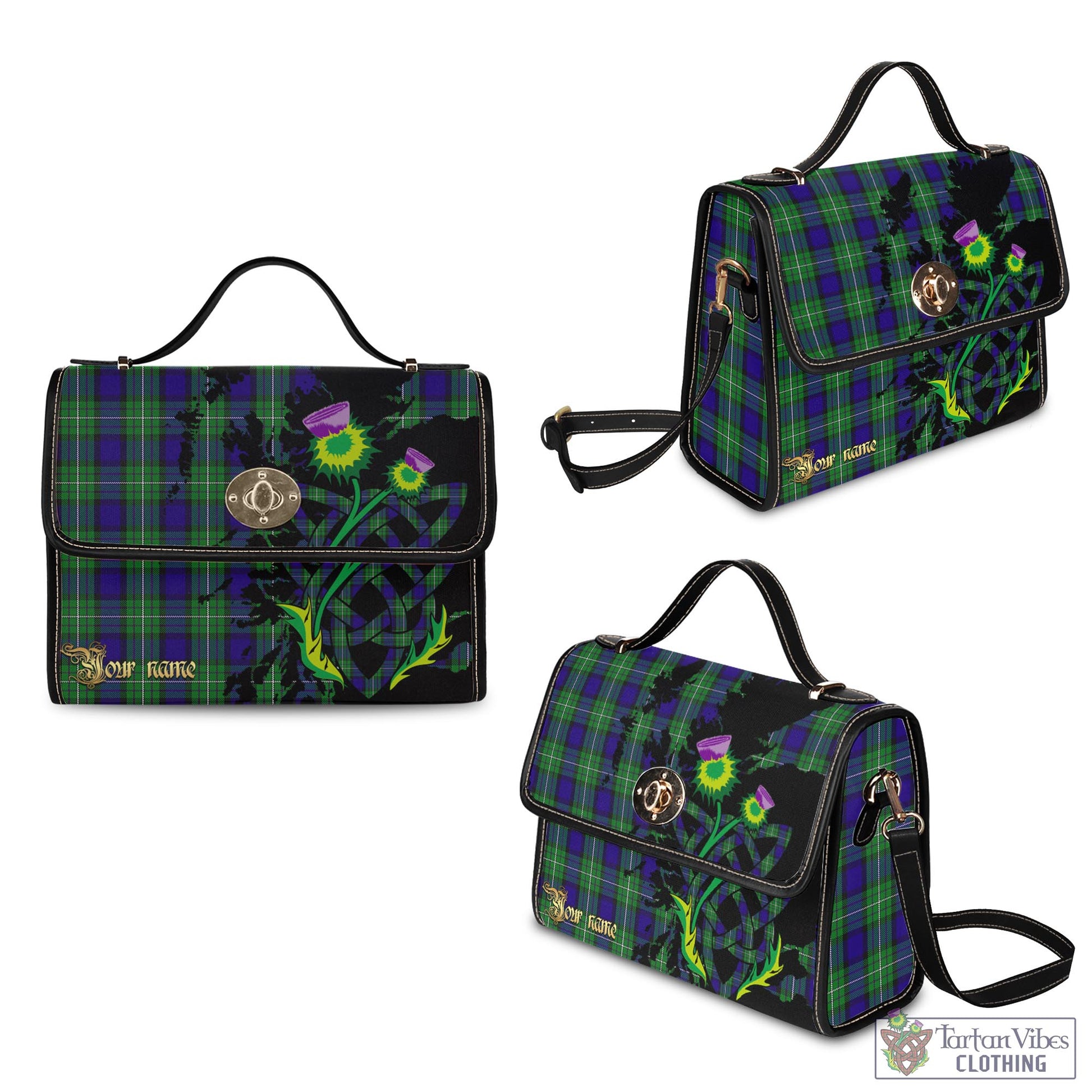 Tartan Vibes Clothing Alexander Tartan Waterproof Canvas Bag with Scotland Map and Thistle Celtic Accents