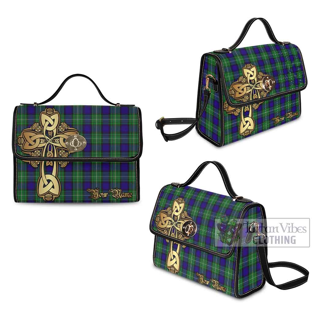 Tartan Vibes Clothing Alexander Tartan Waterproof Canvas Bag Golden Thistle Celtic Cross Style