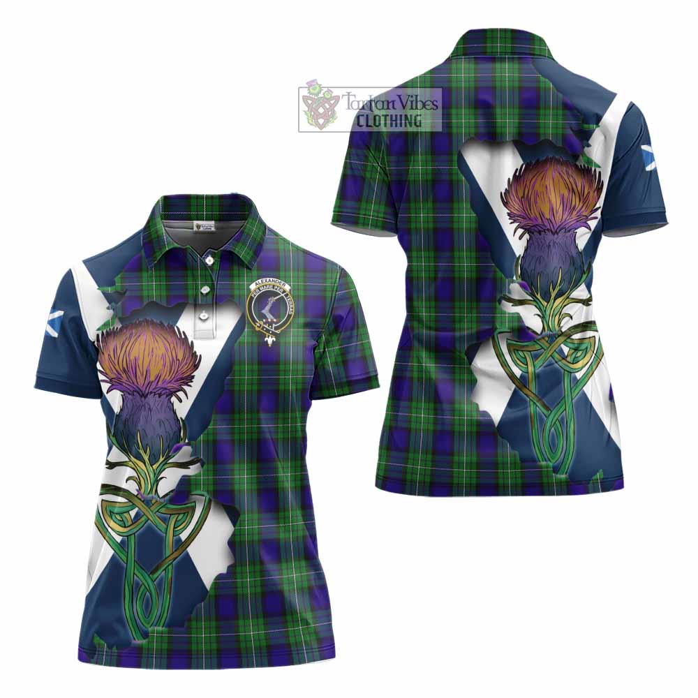 Tartan Vibes Clothing Alexander Tartan Family Crest Women's Polo Shirt Scottish Thistle Celtic Inspired