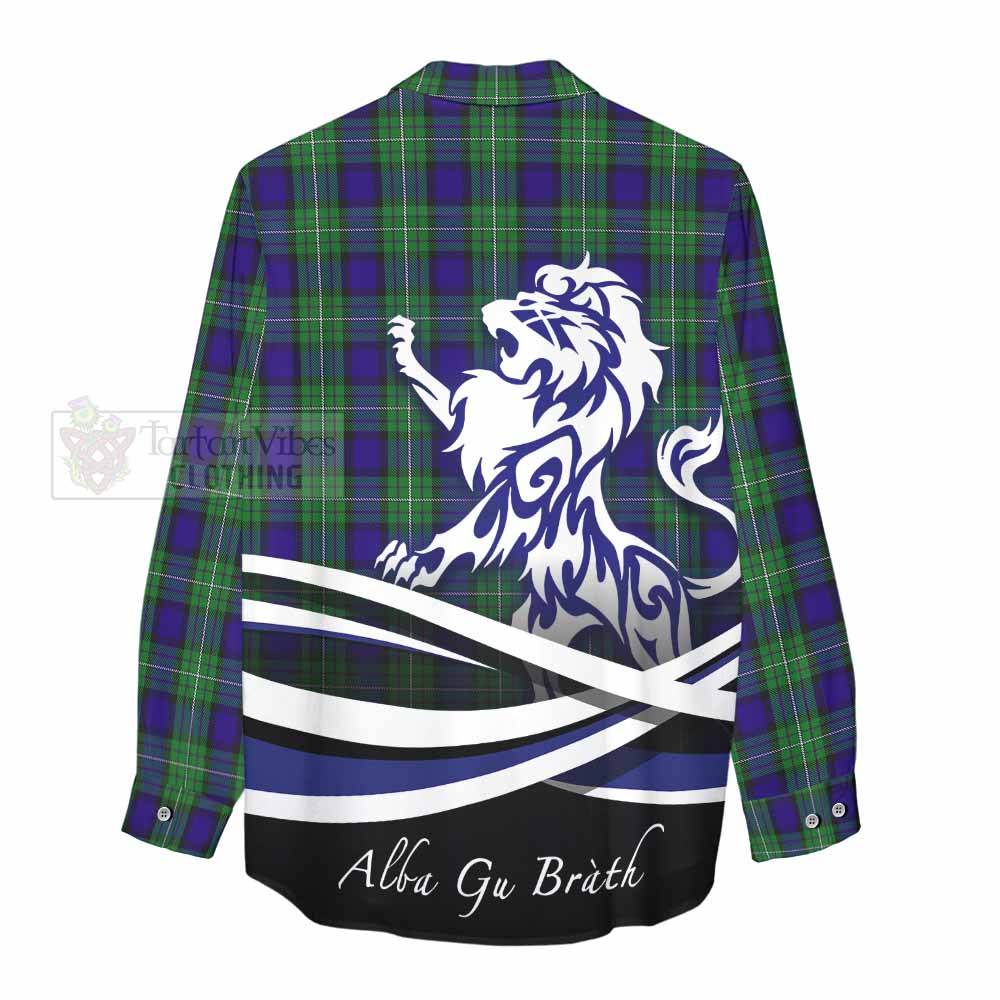 Tartan Vibes Clothing Alexander Tartan Women's Casual Shirt with Alba Gu Brath Regal Lion Emblem