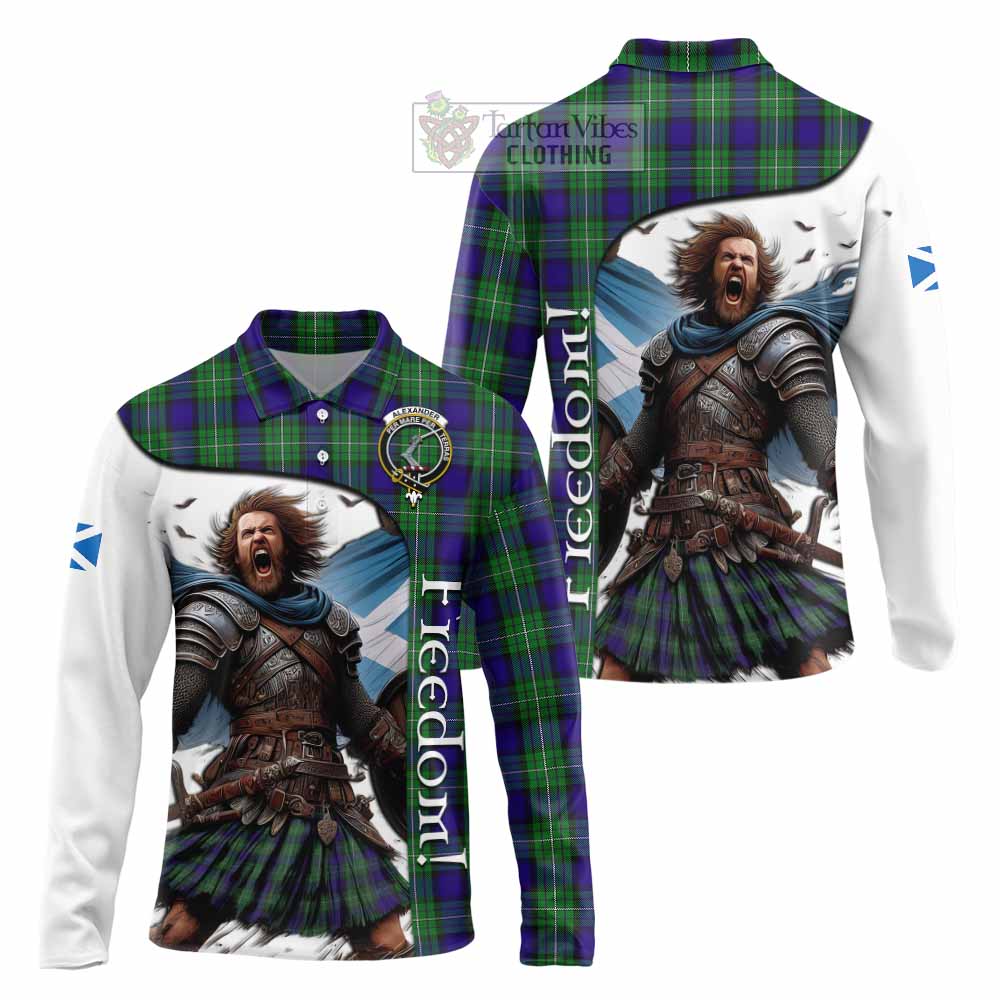Tartan Vibes Clothing Alexander Crest Tartan Long Sleeve Polo Shirt Inspired by the Freedom of Scottish Warrior