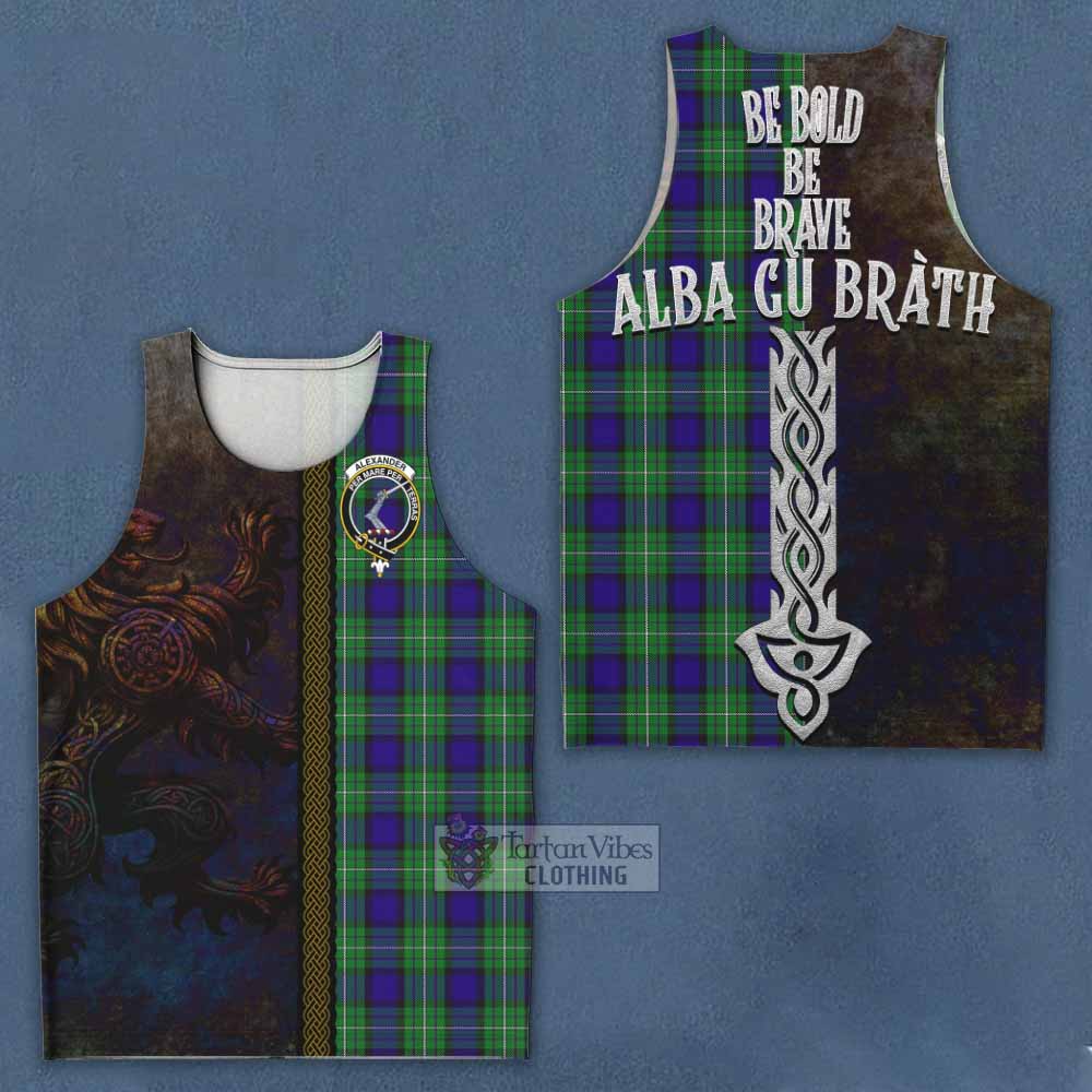 Tartan Vibes Clothing Alexander Tartan Family Crest Men's Tank Top Alba Gu Brath Be Brave Lion Ancient Style