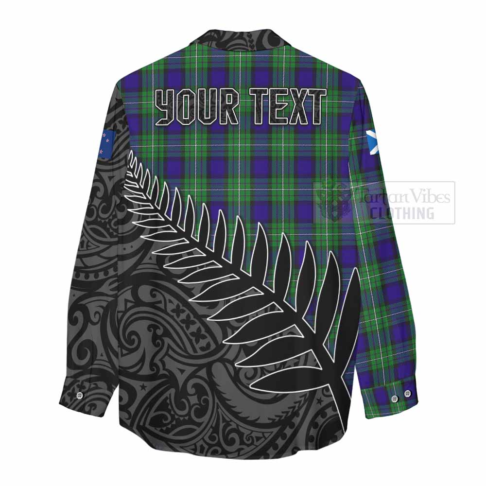 Tartan Vibes Clothing Alexander Crest Tartan Women's Casual Shirt with New Zealand Silver Fern Half Style