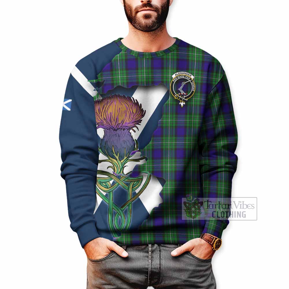 Tartan Vibes Clothing Alexander Tartan Family Crest Sweatshirt Scottish Thistle Celtic Inspired