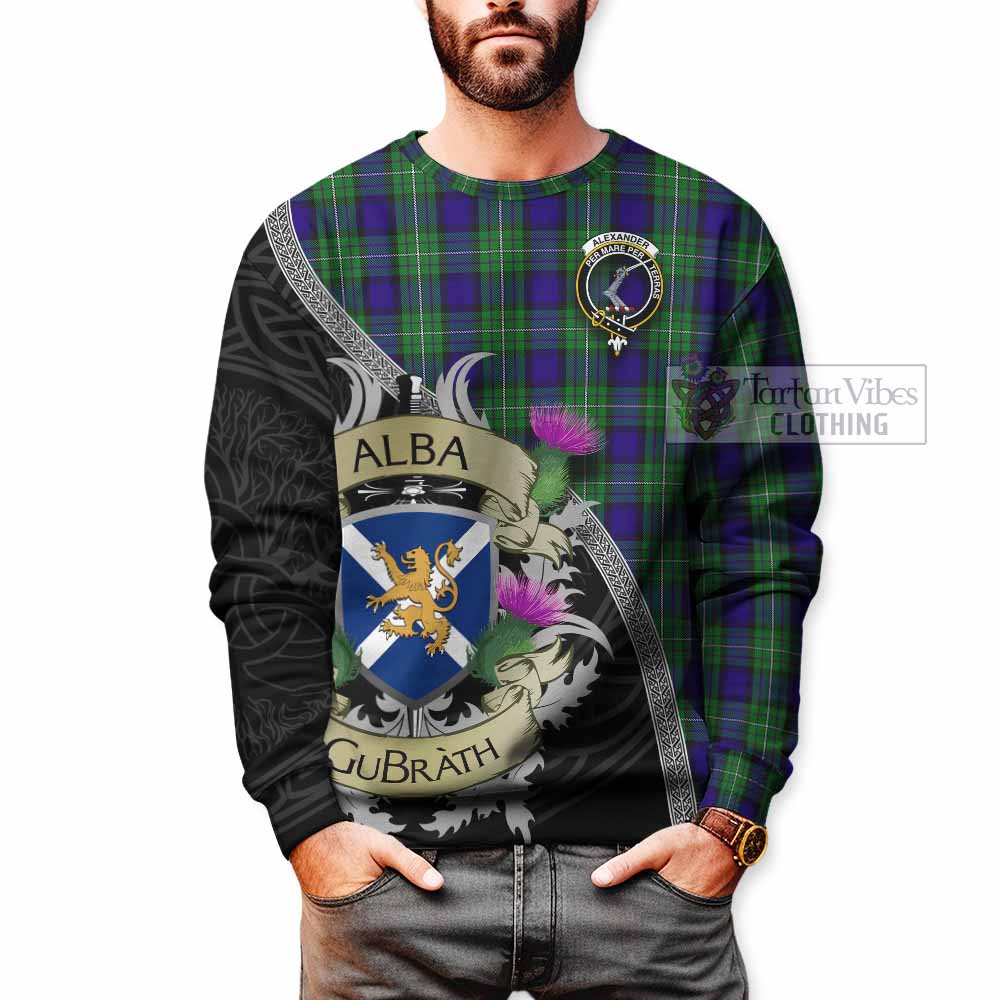 Tartan Vibes Clothing Alexander Tartan Family Crest Sweatshirt Lion Rampant Royal Thistle Shield Celtic Inspired