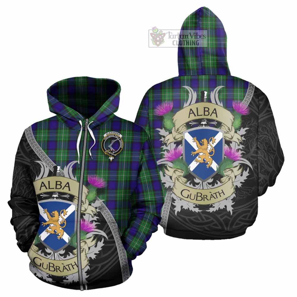 Tartan Vibes Clothing Alexander Tartan Family Crest Hoodie Lion Rampant Royal Thistle Shield Celtic Inspired