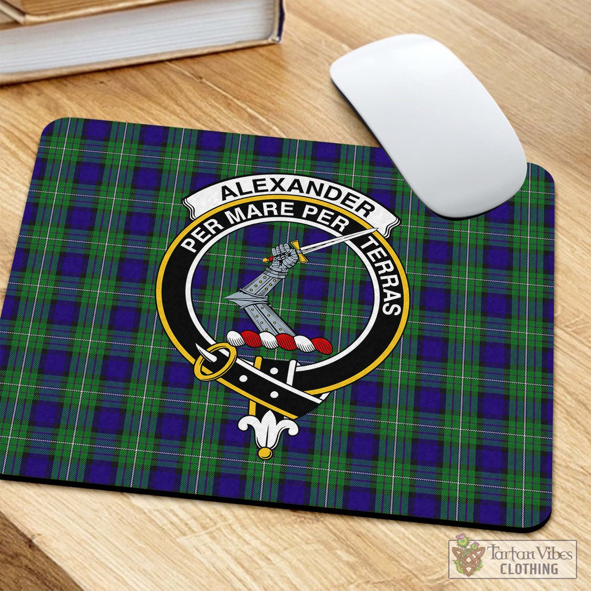 Tartan Vibes Clothing Alexander Tartan Mouse Pad with Family Crest