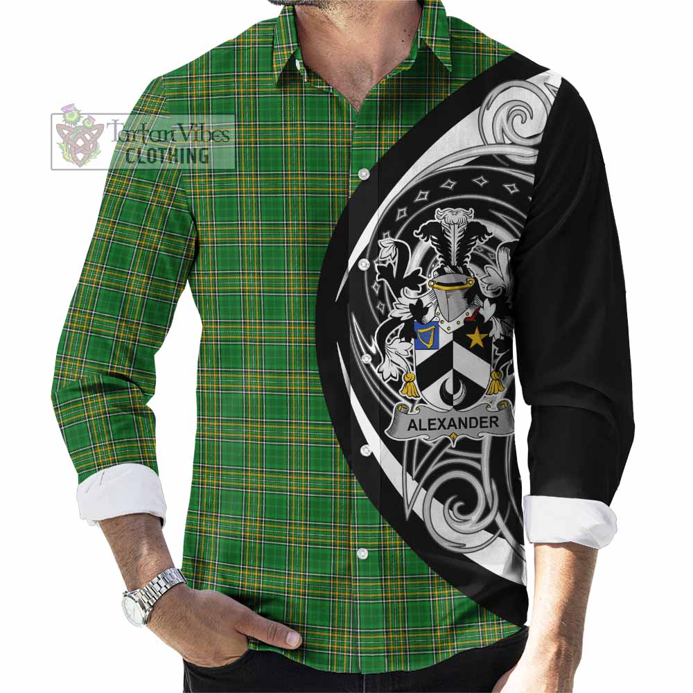 Tartan Vibes Clothing Alexander Irish Clan Long Sleeve Button Shirt Celtic Circle Style