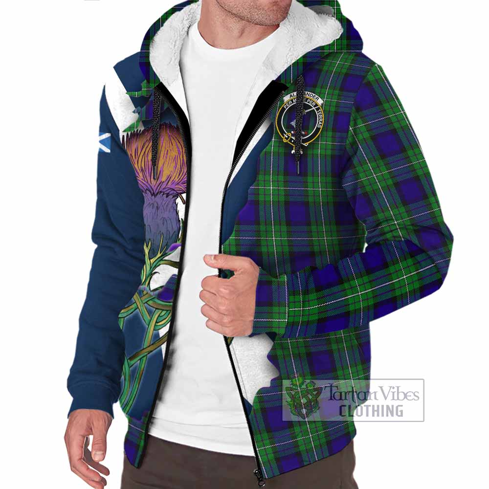 Tartan Vibes Clothing Alexander Tartan Family Crest Sherpa Hoodie Scottish Thistle Celtic Inspired