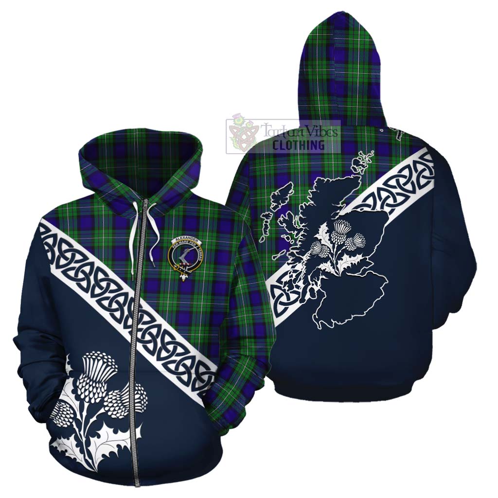 Tartan Vibes Clothing Alexander Tartan Cotton Hoodie Featuring Thistle and Scotland Map