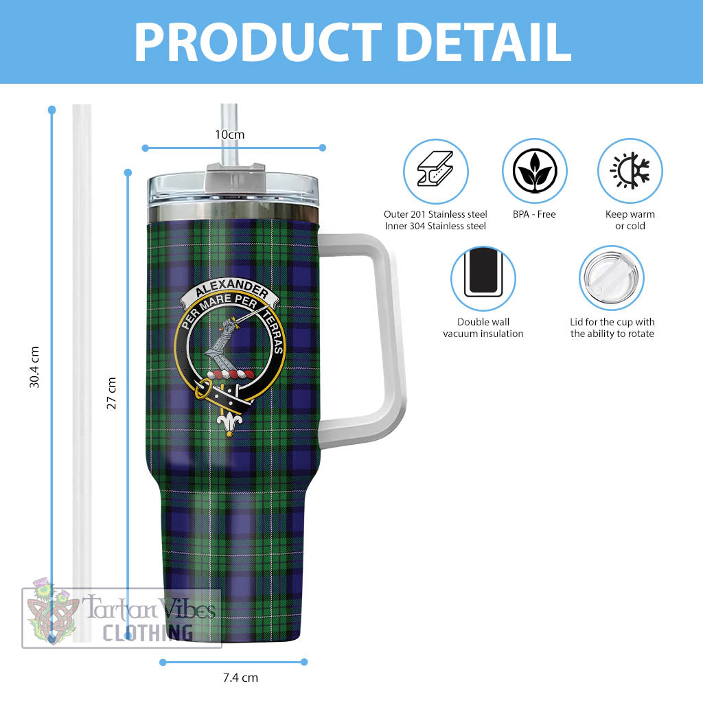 Tartan Vibes Clothing Alexander Tartan and Family Crest Tumbler with Handle