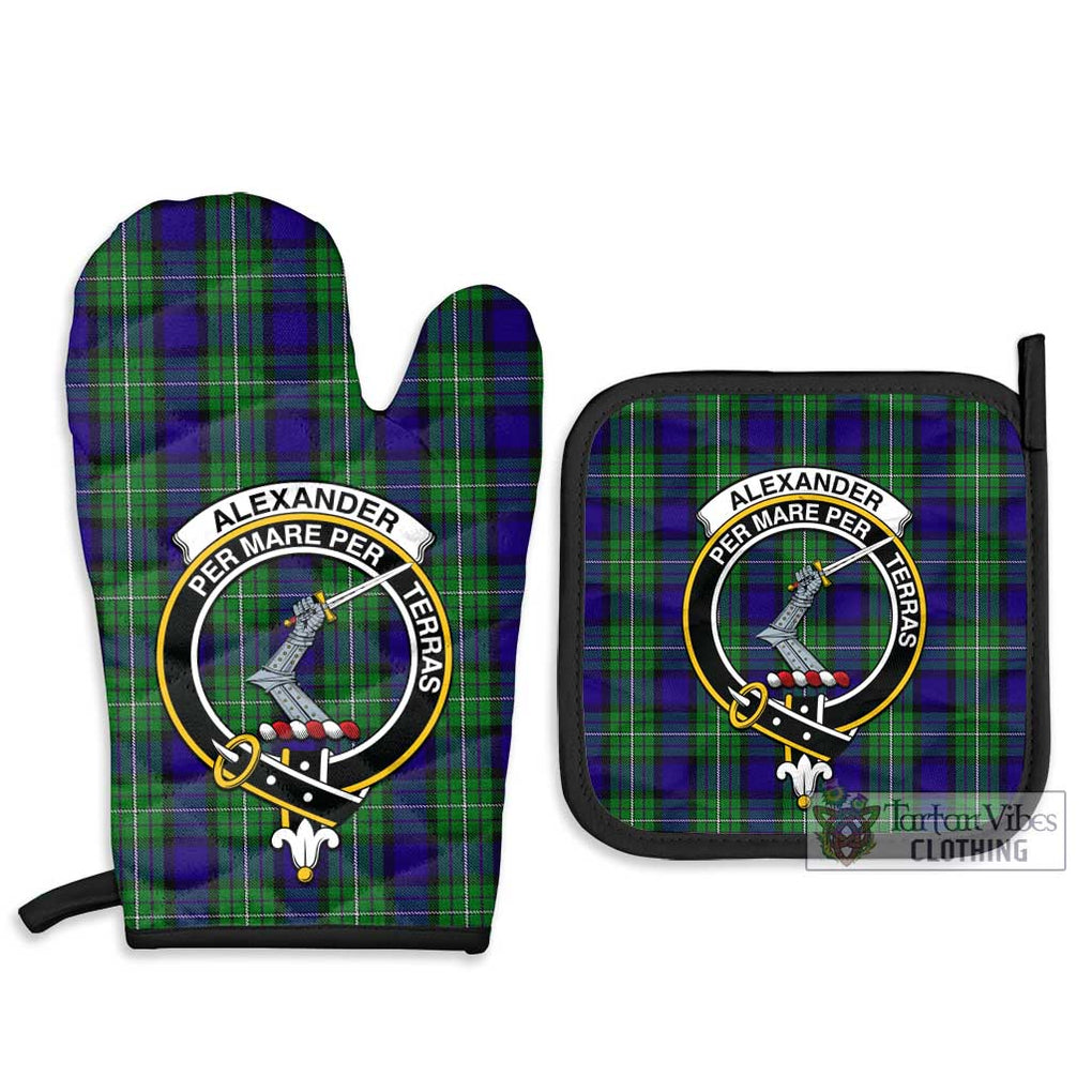 Alexander Tartan Combo Oven Mitt & Pot-Holder with Family Crest Combo 1 Oven Mitt & 2 Pot-Holder Black - Tartan Vibes Clothing