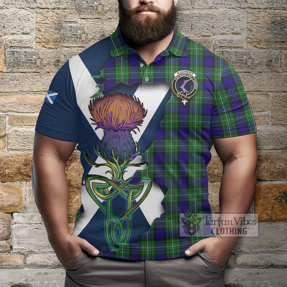 Tartan Vibes Clothing Alexander Tartan Family Crest Polo Shirt Scottish Thistle Celtic Inspired