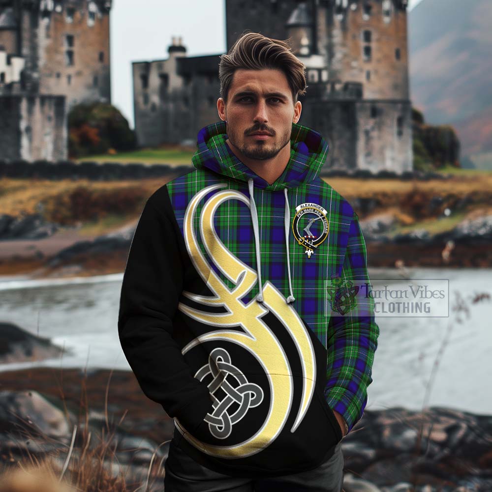 Tartan Vibes Clothing Alexander Tartan Cotton Hoodie with Family Crest and Celtic Symbol Style