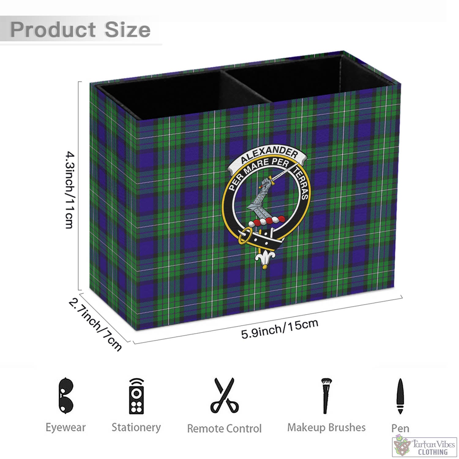 Tartan Vibes Clothing Alexander Tartan Pen Holder with Family Crest