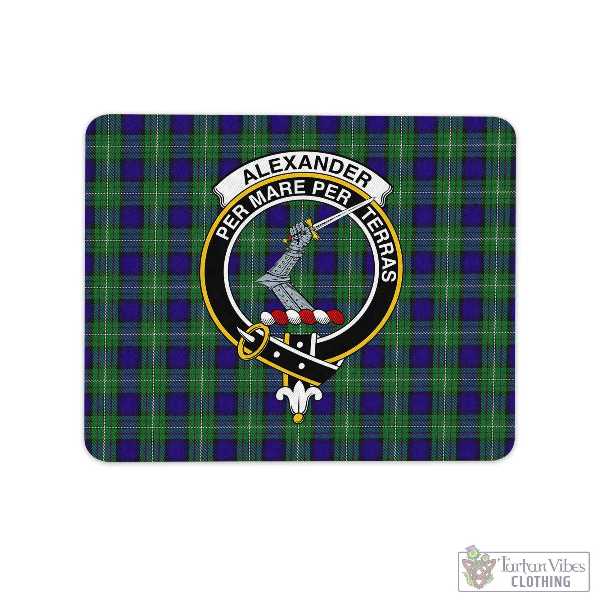 Tartan Vibes Clothing Alexander Tartan Mouse Pad with Family Crest