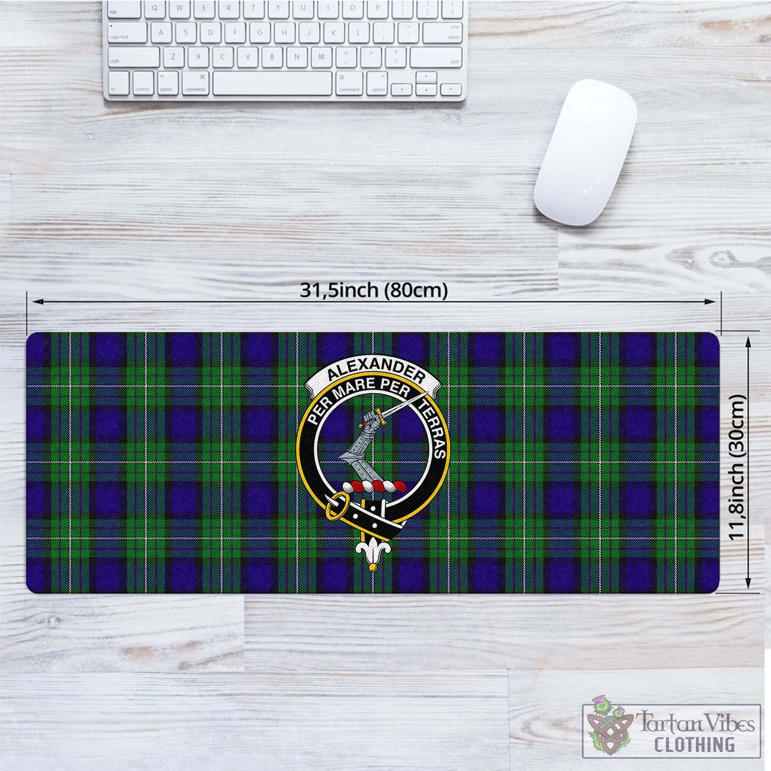 Tartan Vibes Clothing Alexander Tartan Mouse Pad with Family Crest