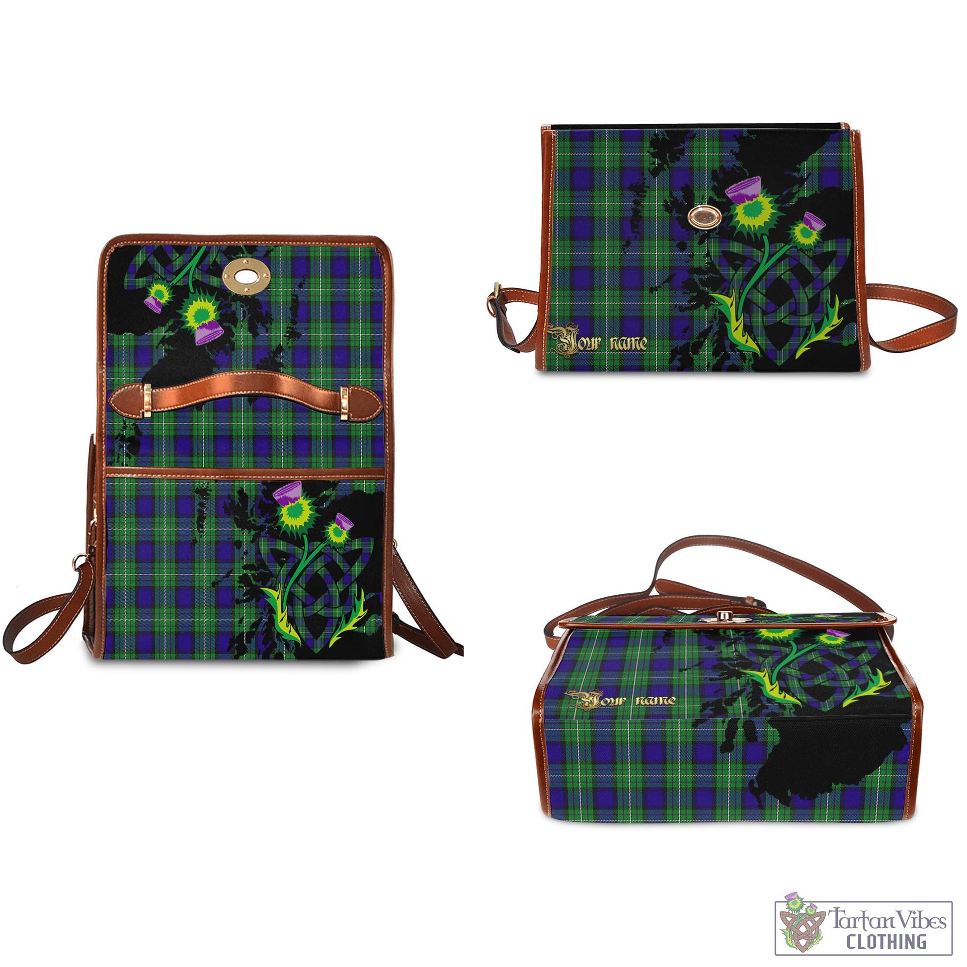 Tartan Vibes Clothing Alexander Tartan Waterproof Canvas Bag with Scotland Map and Thistle Celtic Accents