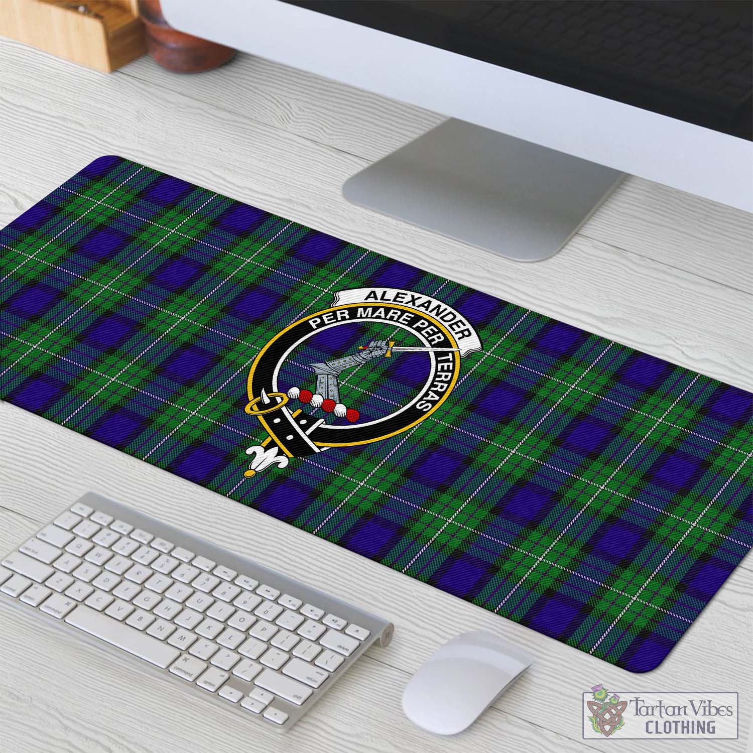 Tartan Vibes Clothing Alexander Tartan Mouse Pad with Family Crest