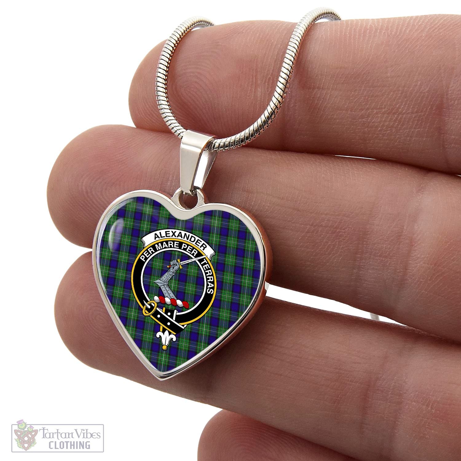 Tartan Vibes Clothing Alexander Tartan Heart Necklace with Family Crest