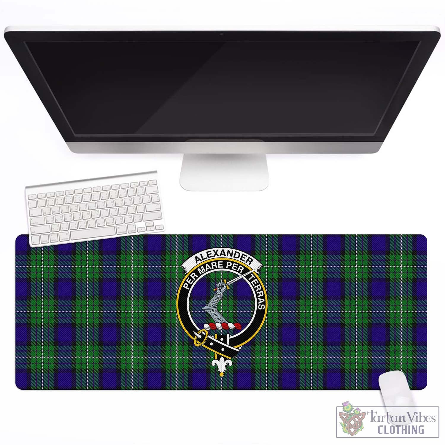 Tartan Vibes Clothing Alexander Tartan Mouse Pad with Family Crest