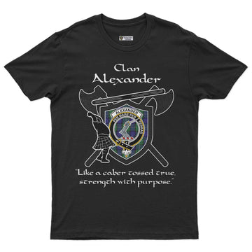 Alexander Clan Crest Highland Game T Shirt Strength With Purpose Style - Tartan Vibes Clothing