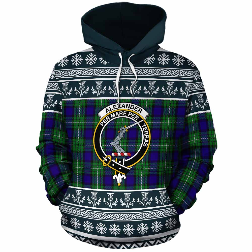 Alexander Clan Tartan Christmas Cotton Hoodie with Family Crest - Tartan Vibes Clothing
