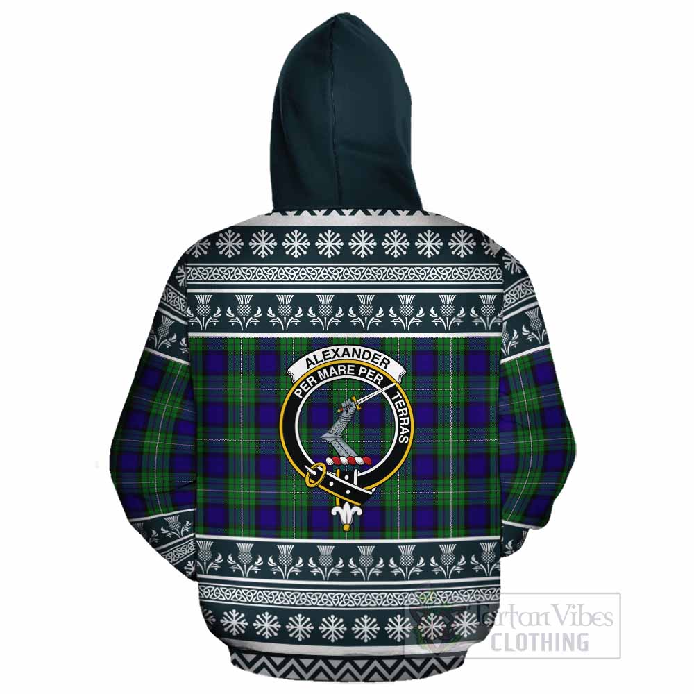 Alexander Clan Tartan Christmas Cotton Hoodie with Family Crest - Tartan Vibes Clothing