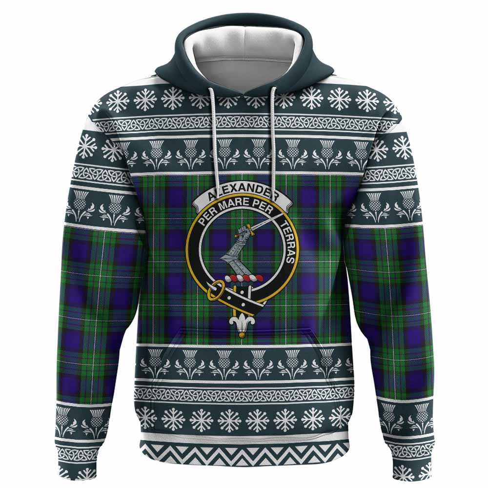 Alexander Clan Tartan Christmas Hoodie with Family Crest - Tartan Vibes Clothing