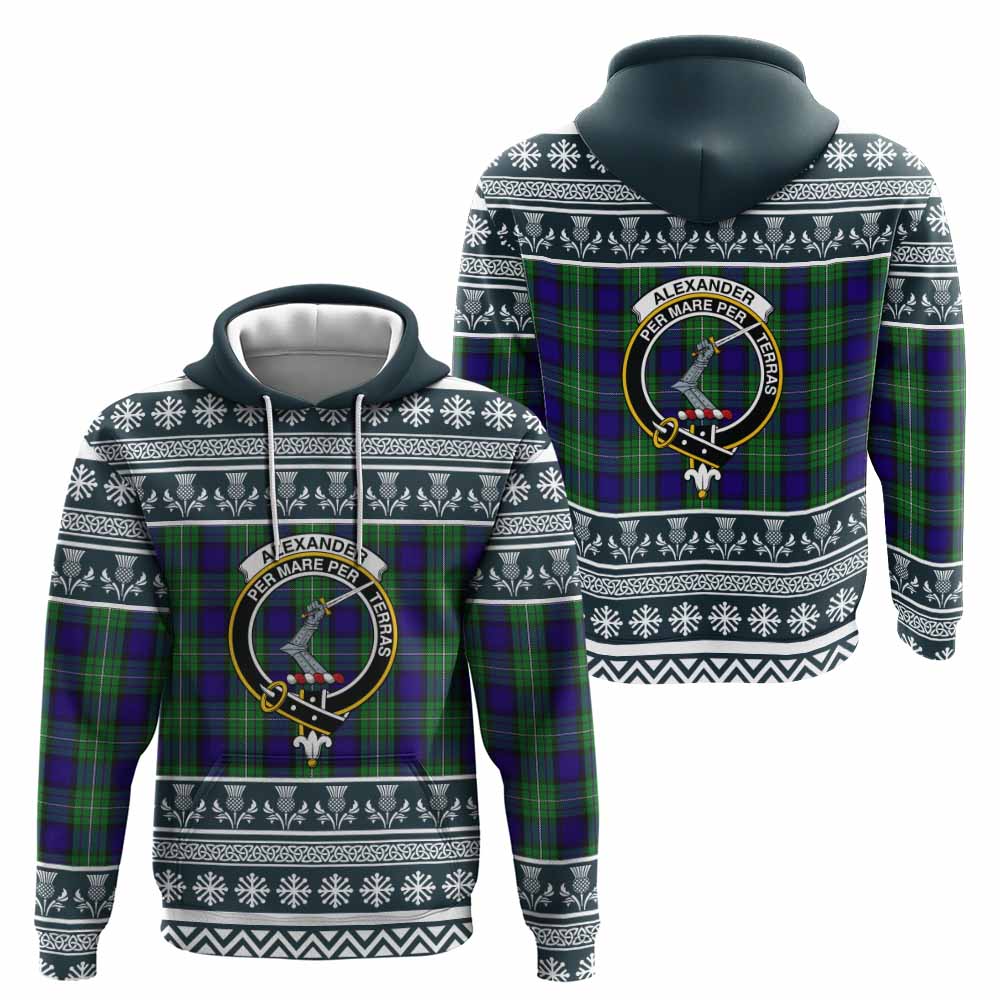 Alexander Clan Tartan Christmas Hoodie with Family Crest - Tartan Vibes Clothing
