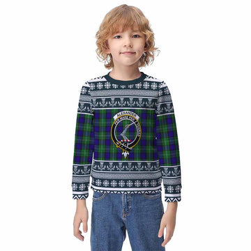 Alexander Clan Tartan Christmas Kid Ugly Sweatshirt with Family Crest - Tartan Vibes Clothing