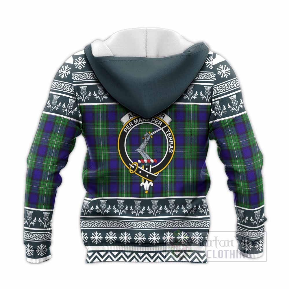 Alexander Clan Tartan Christmas Knitted Hoodie with Family Crest - Tartan Vibes Clothing