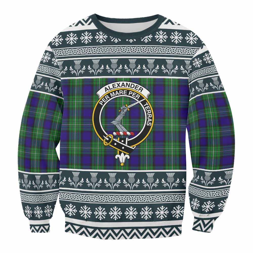 Alexander Clan Tartan Christmas Sweatshirt with Family Crest - Tartan Vibes Clothing