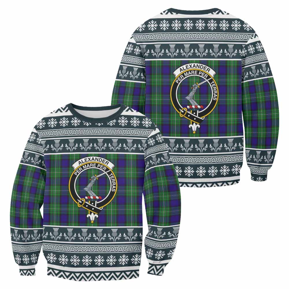 Alexander Clan Tartan Christmas Sweatshirt with Family Crest - Tartan Vibes Clothing