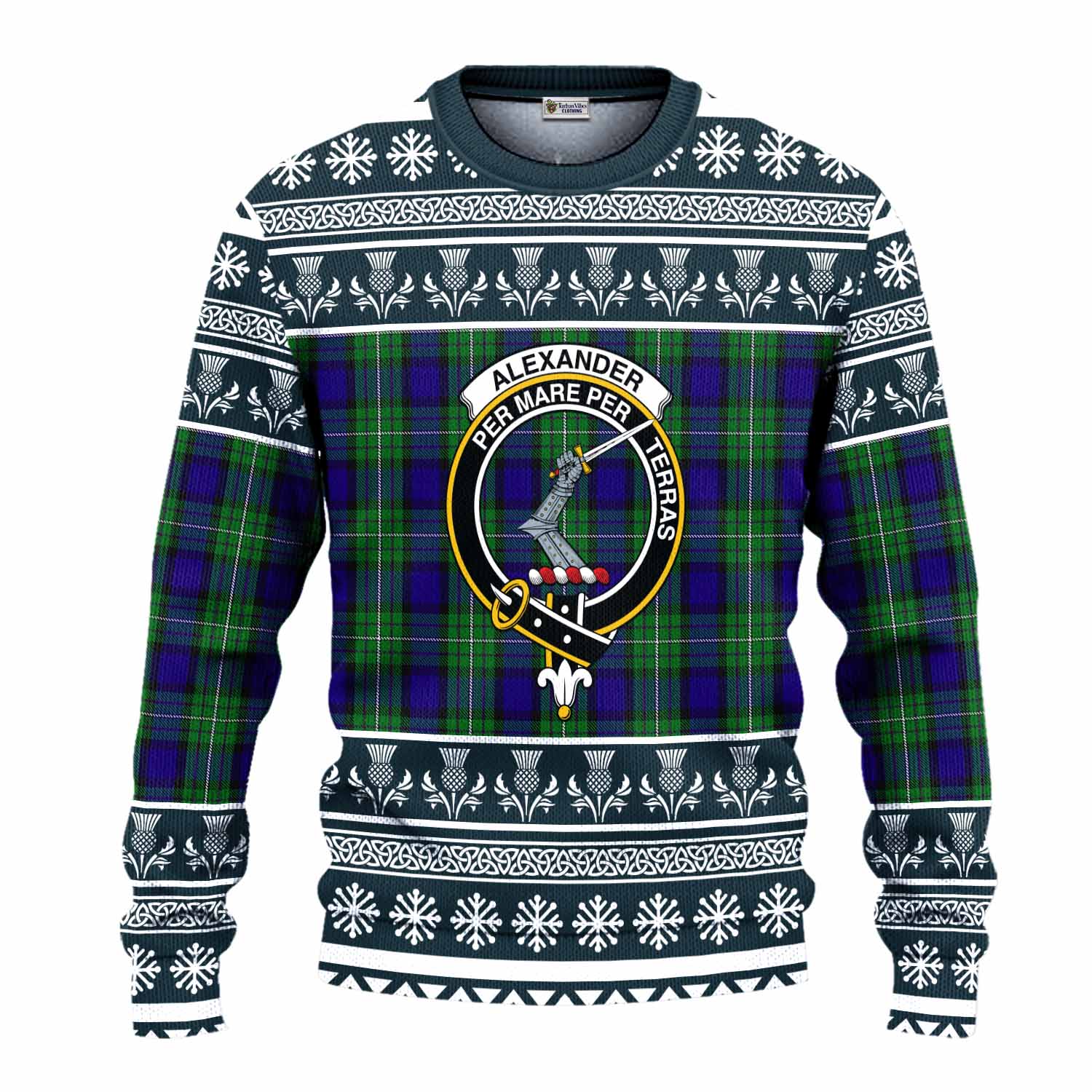 Alexander Clan Tartan Christmas Ugly Sweater with Family Crest - Tartan Vibes Clothing