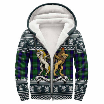 Alexander Clan Tartan Crest Christmas Fleece Hoodie Coat of Arms Funny Style - Tartan Vibes Clothing