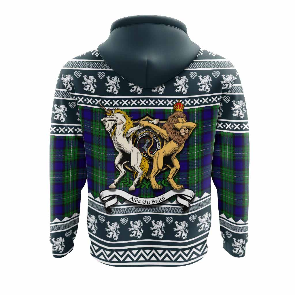 Alexander Clan Tartan Crest Christmas Hoodie Coat of Arms Funny Style - Tartan Vibes Clothing
