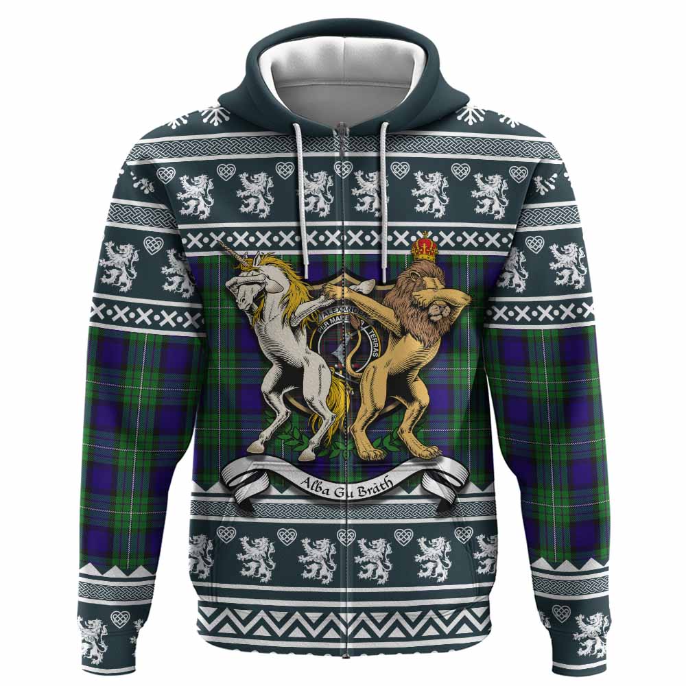 Alexander Clan Tartan Crest Christmas Hoodie Coat of Arms Funny Style - Tartan Vibes Clothing