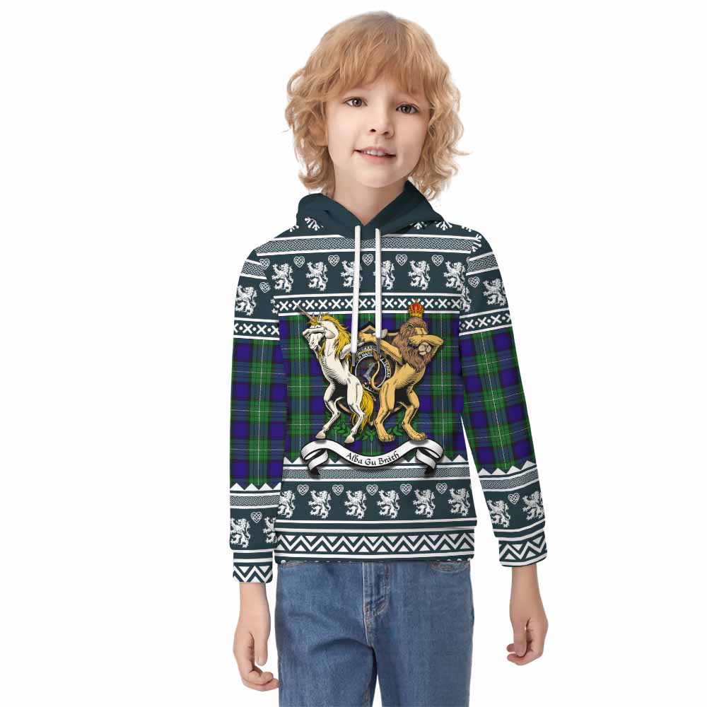 Alexander Clan Tartan Crest Christmas Kid Hoodie Coat of Arms Funny Style - Tartan Vibes Clothing