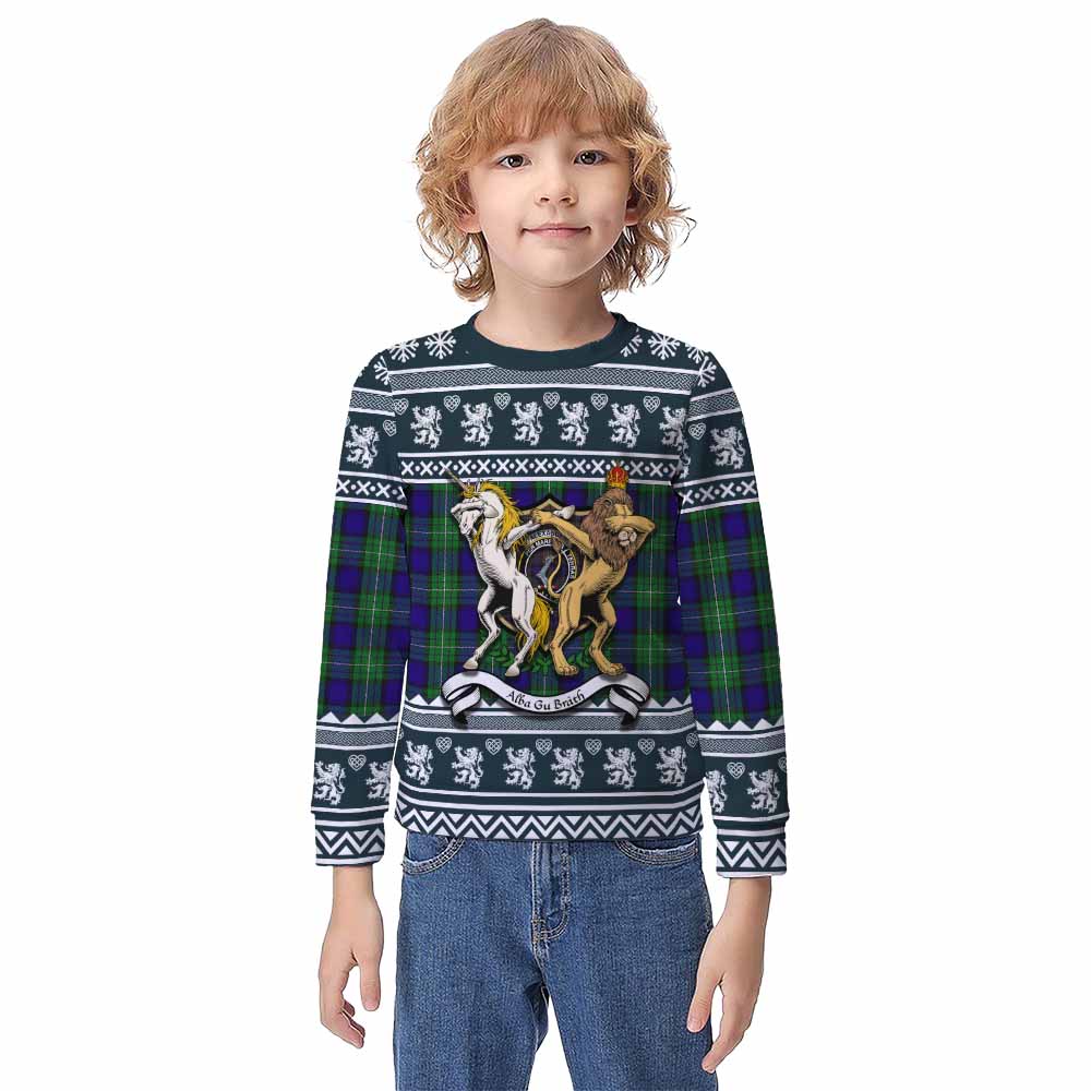 Alexander Clan Tartan Crest Christmas Kid Ugly Sweatshirt Coat of Arms Funny Style - Tartan Vibes Clothing