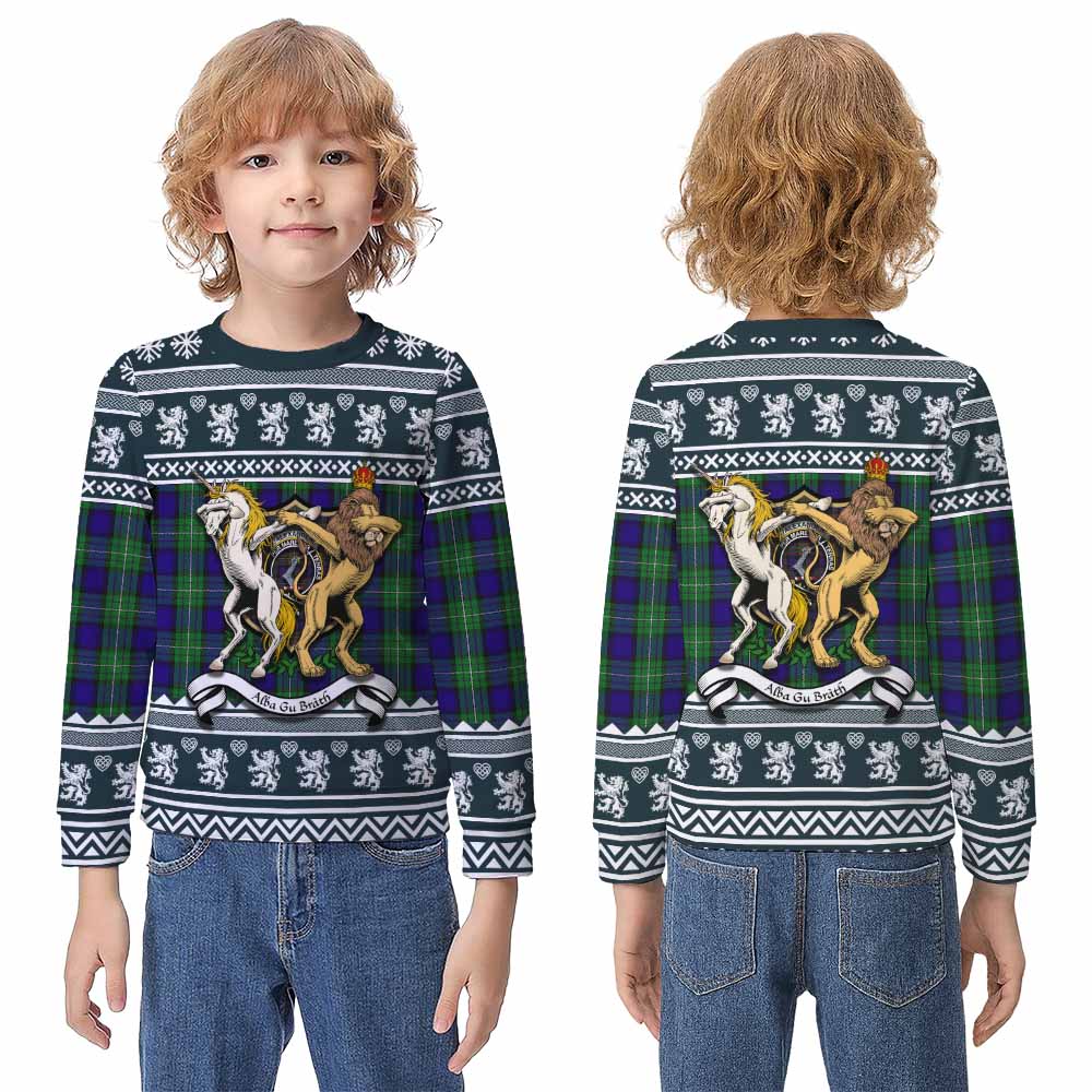 Alexander Clan Tartan Crest Christmas Kid Ugly Sweatshirt Coat of Arms Funny Style - Tartan Vibes Clothing