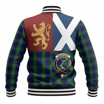 Alexander Crest Tartan Baseball Jacket with Lion Rampant Saltire Style