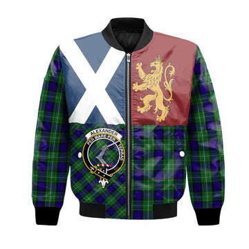 Alexander Crest Tartan Bomber Jacket with Lion Rampant Saltire Style