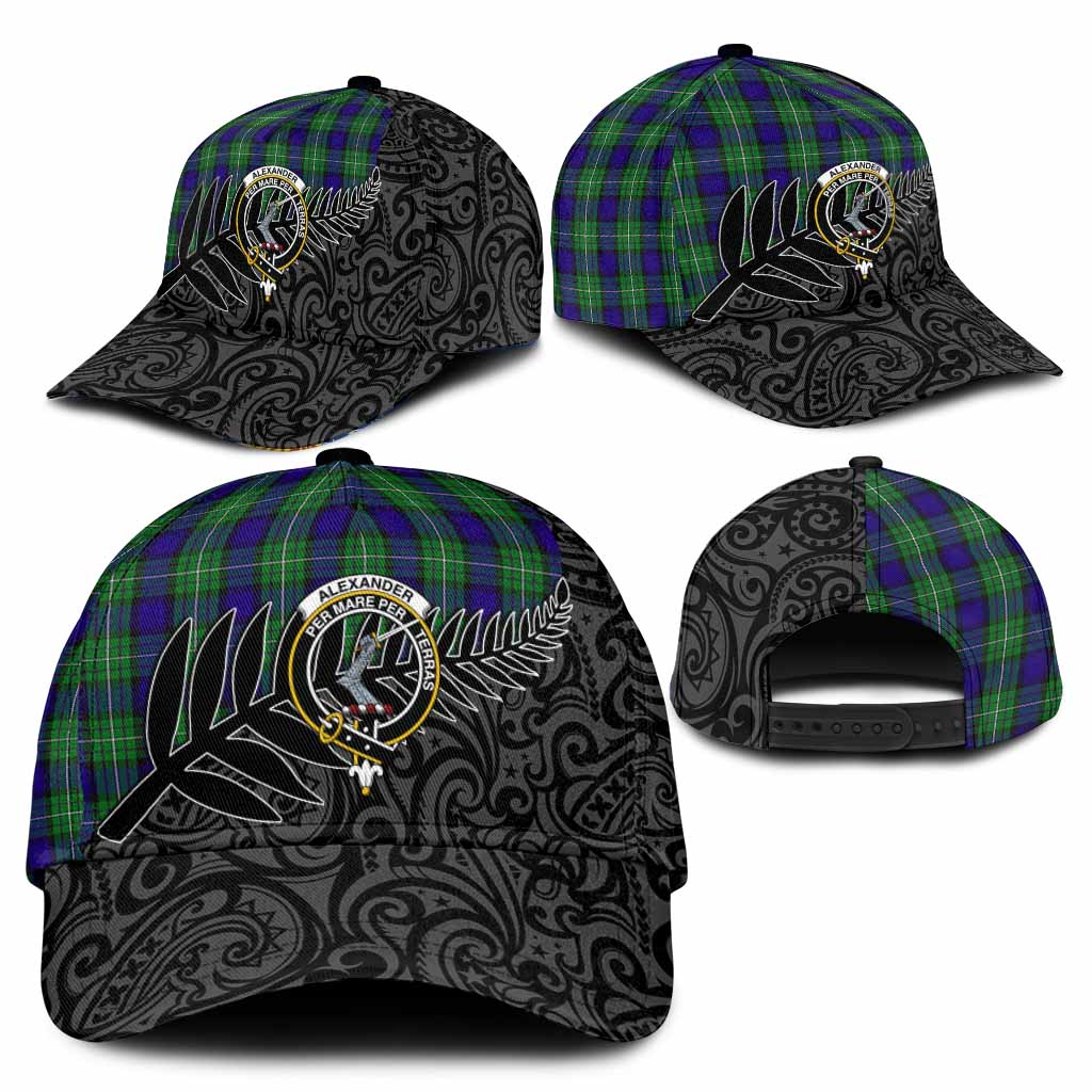 Alexander Crest Tartan Classic Cap with New Zealand Silver Fern Half Style