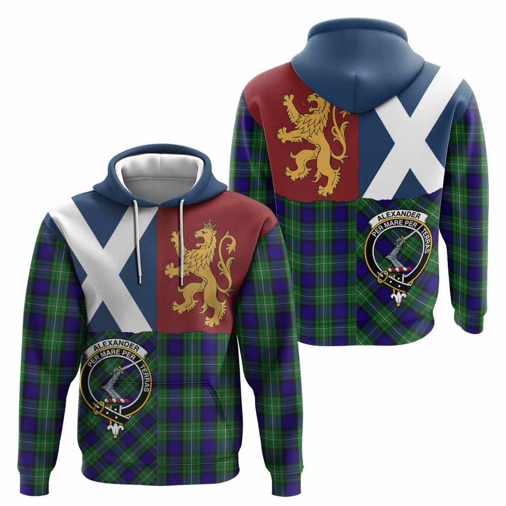 Alexander Crest Tartan Hoodie with Lion Rampant Saltire Style