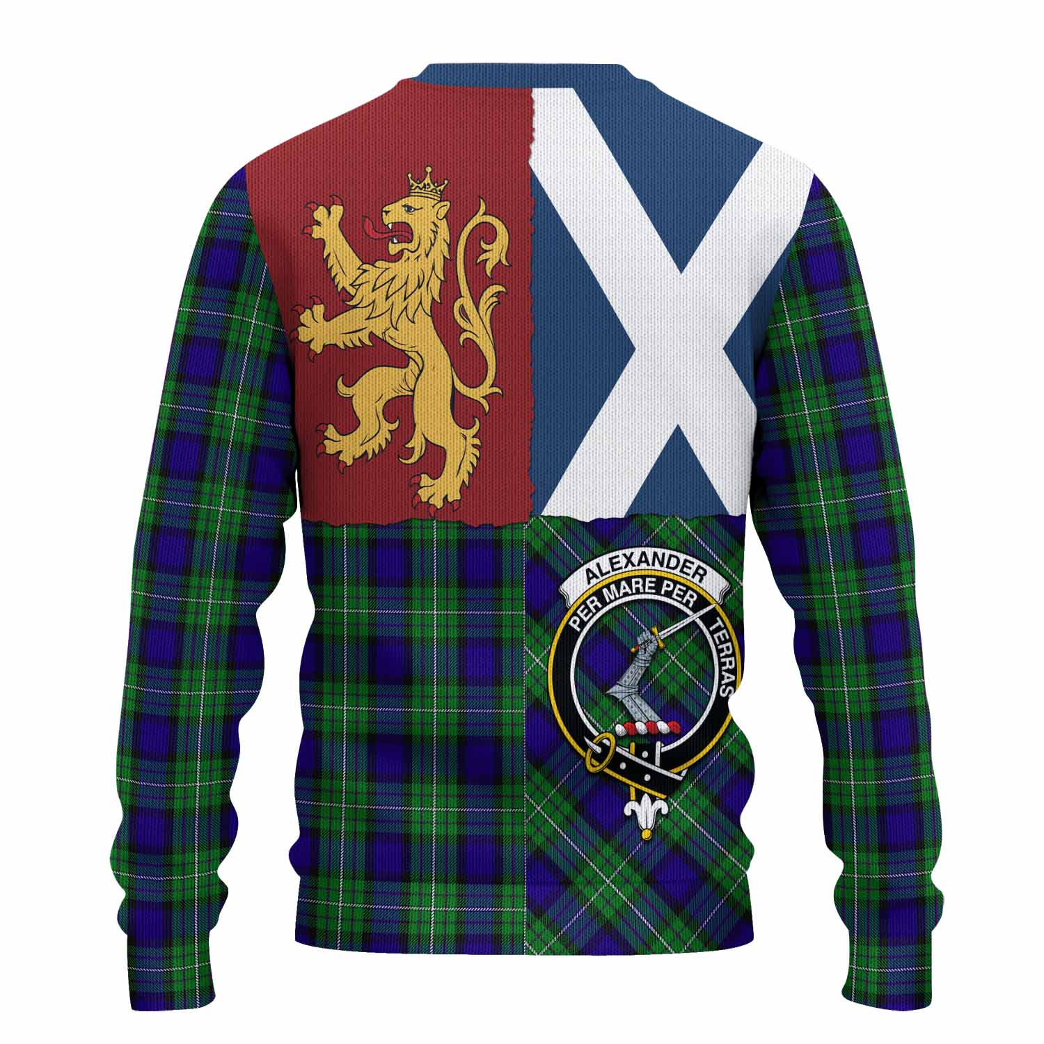 Alexander Crest Tartan Knitted Sweater with Lion Rampant Saltire Style