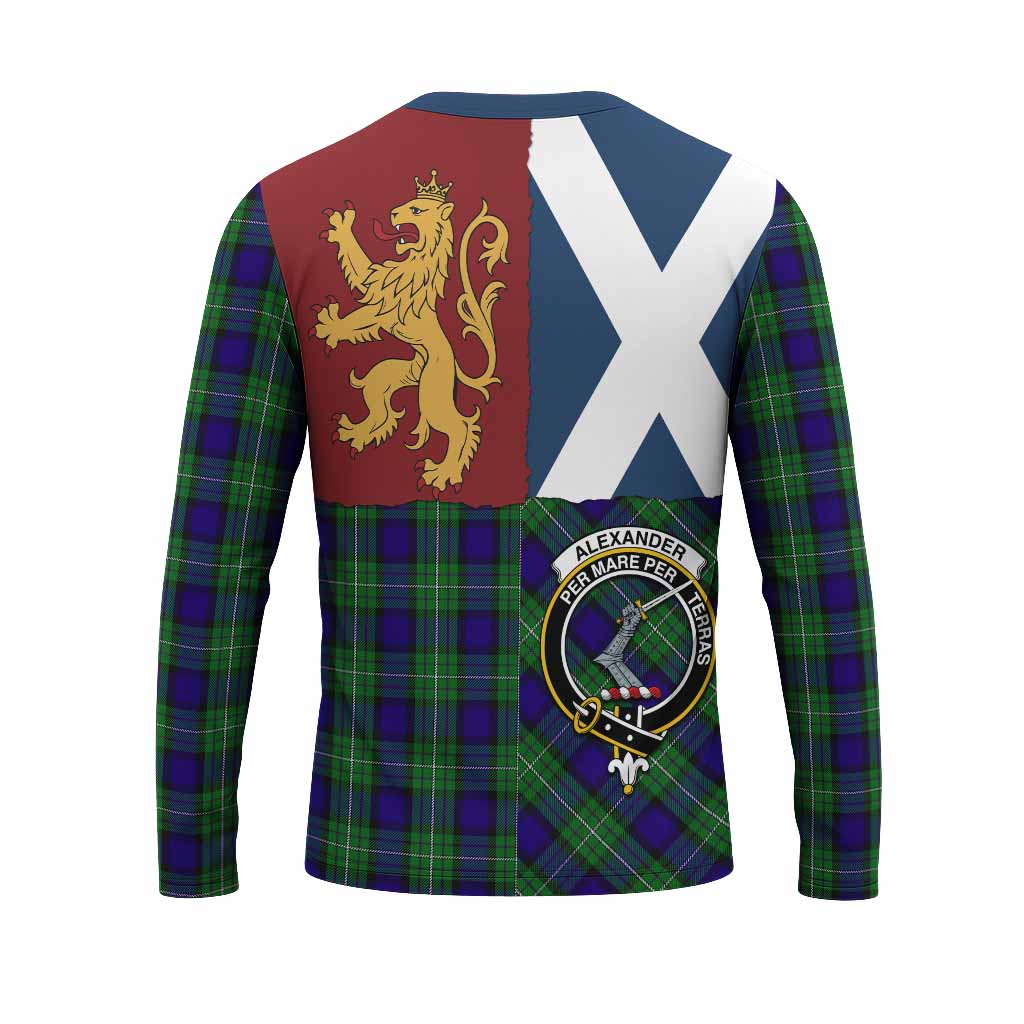 Alexander Crest Tartan Long Sleeve T-Shirt with Lion Rampant Saltire Style