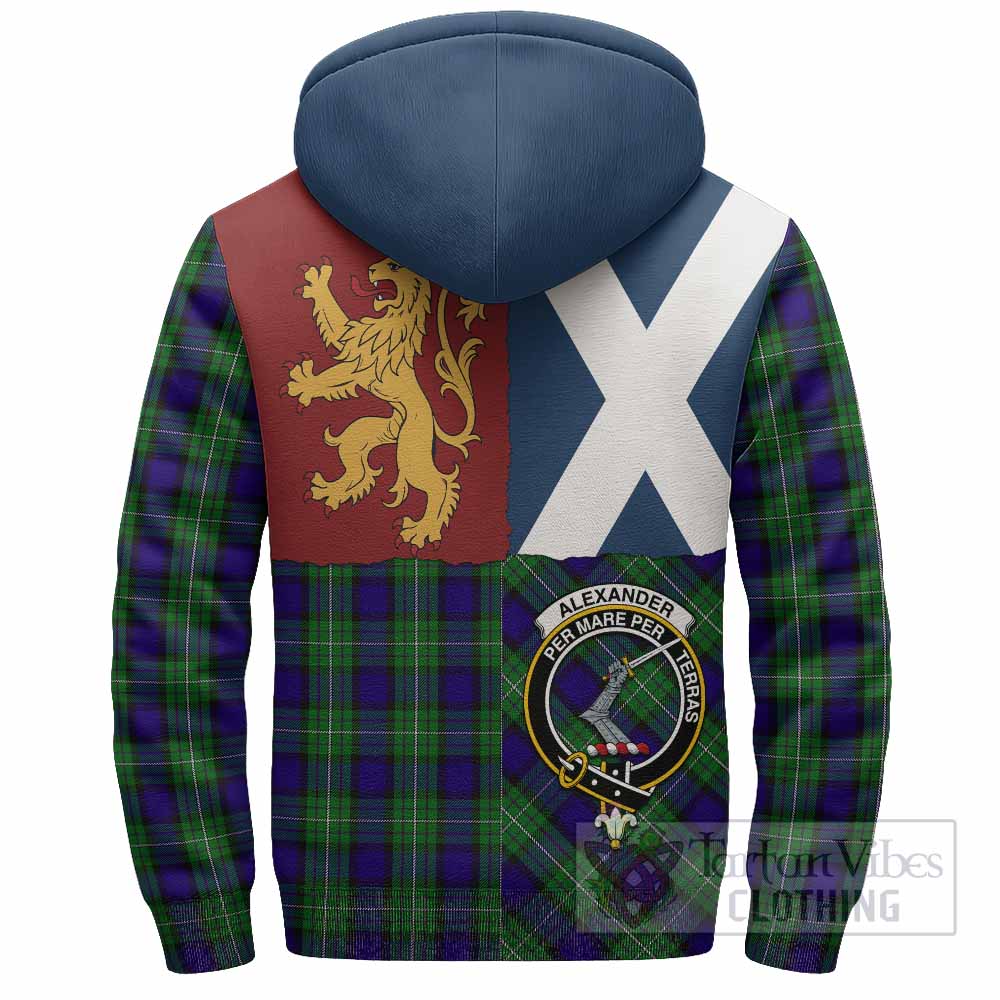 Alexander Crest Tartan Sherpa Hoodie with Lion Rampant Saltire Style